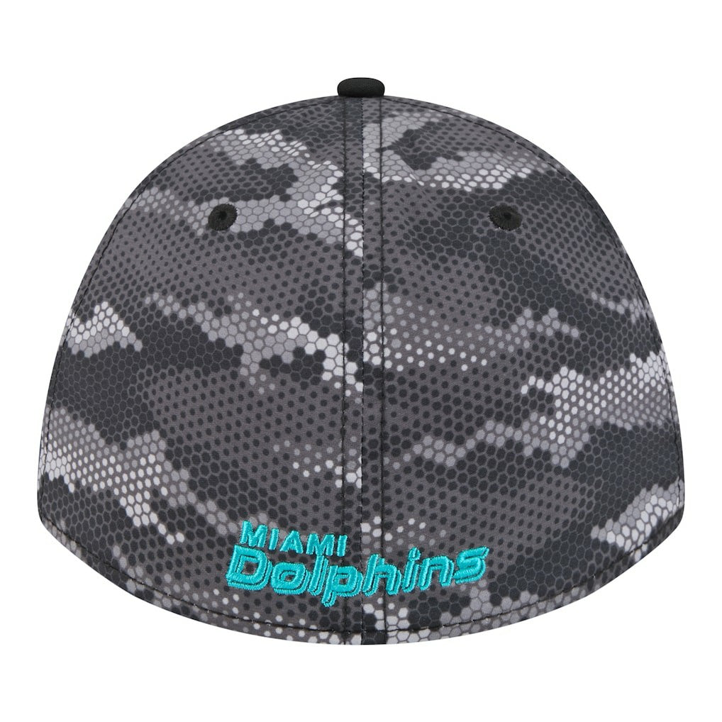 Miami Dolphins New Era Camo A-Frame 39THIRTY Flex Hat - Black - NFL