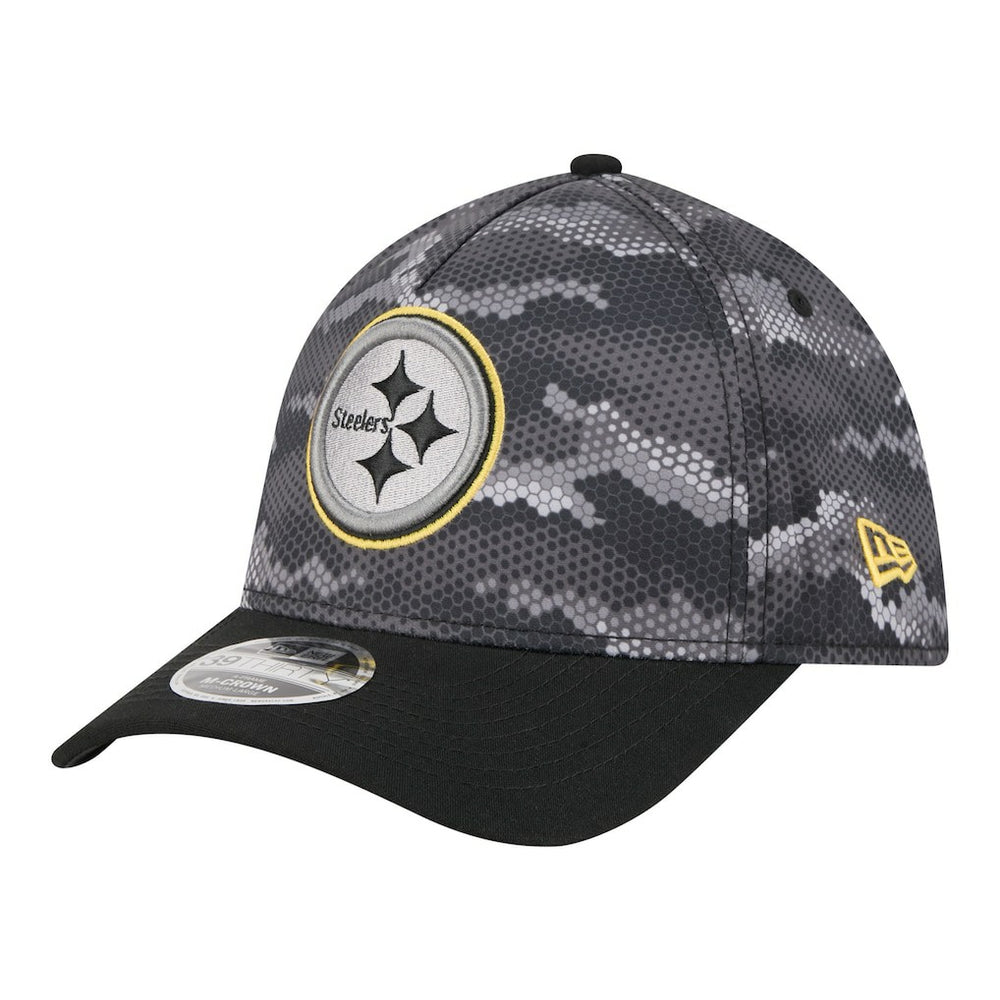 Pittsburgh Steelers New Era Camo A-Frame 39THIRTY Flex Hat - Black - NFL