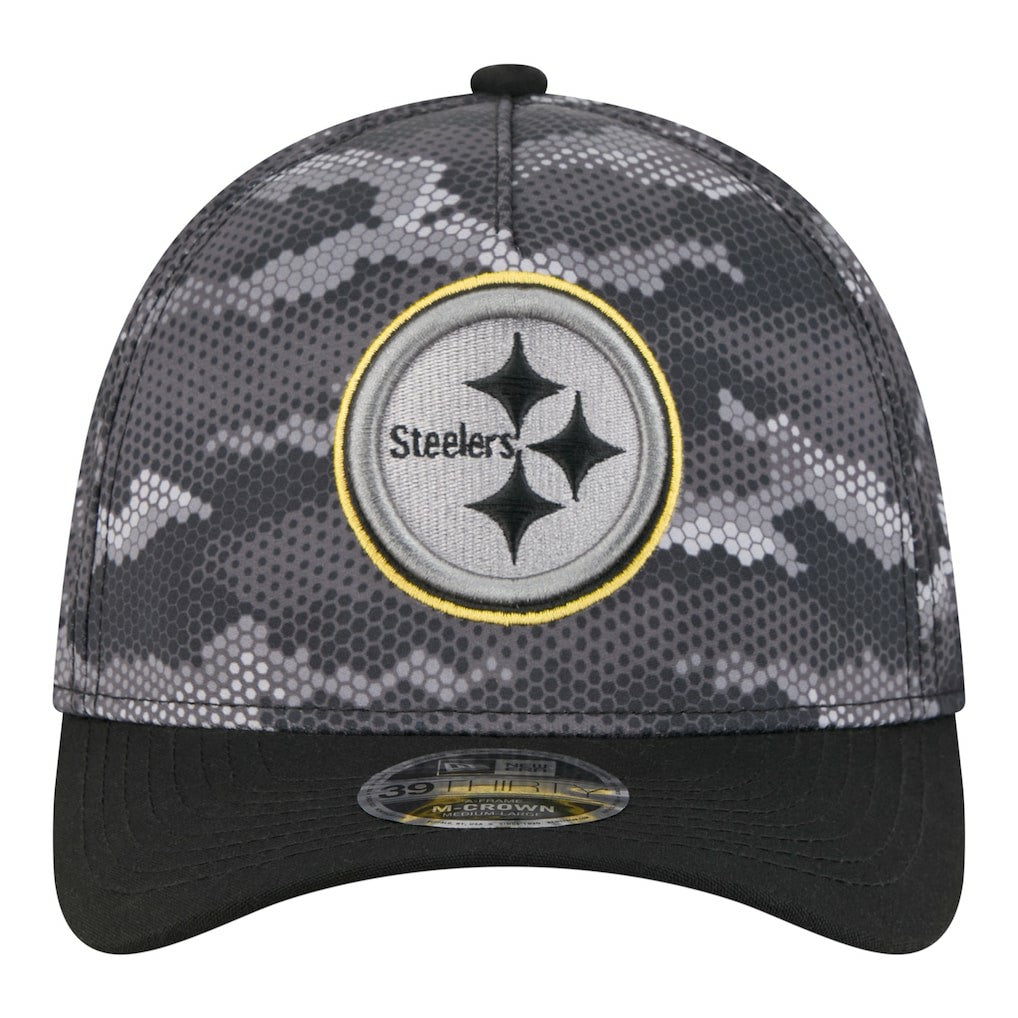 Pittsburgh Steelers New Era Camo A-Frame 39THIRTY Flex Hat - Black - NFL