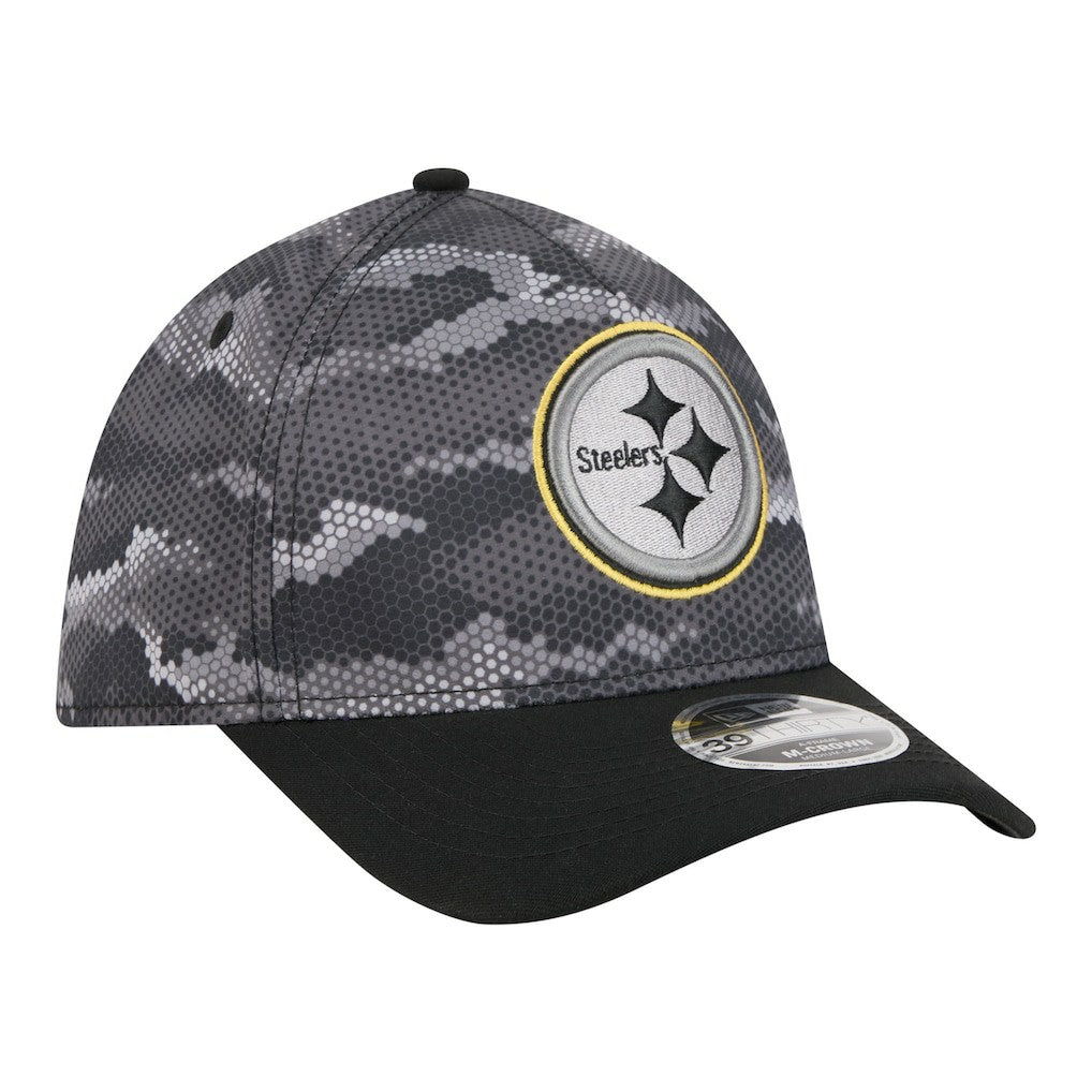 Pittsburgh Steelers New Era Camo A-Frame 39THIRTY Flex Hat - Black - NFL