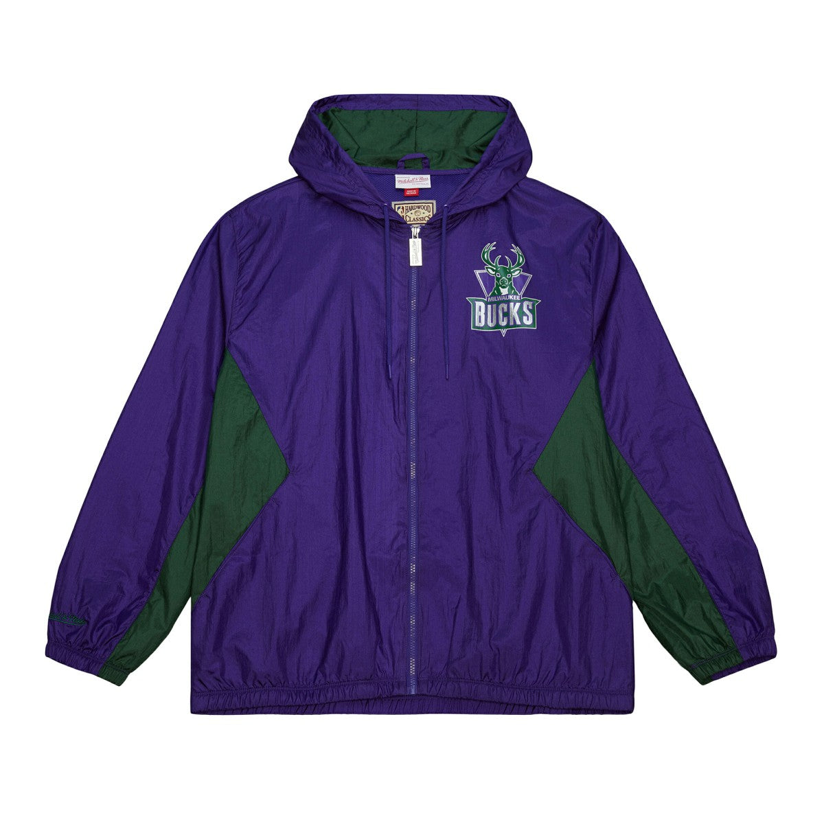 Mitchell & Ness Milwaukee Bucks Playmaker Full-Zip Hooded Windbreaker Jacket Purple