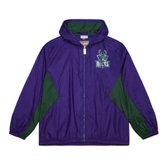 Mitchell & Ness Milwaukee Bucks Playmaker Full-Zip Hooded Windbreaker Jacket Purple