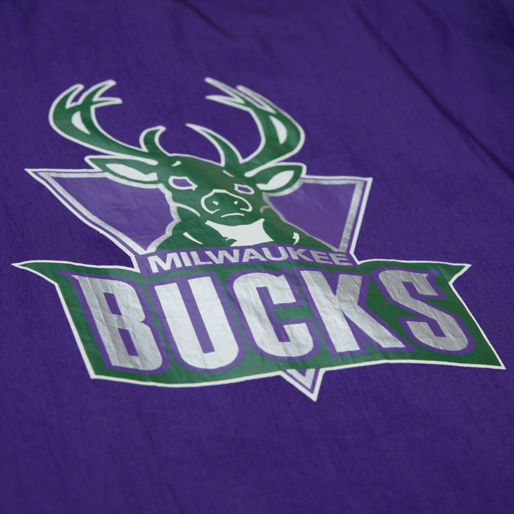 Mitchell & Ness Milwaukee Bucks Playmaker Full-Zip Hooded Windbreaker Jacket Purple