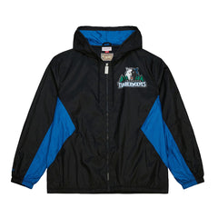 Mitchell & Ness Minnesota Timberwolves Playmaker Full-Zip Hooded Windbreaker Jacket Black