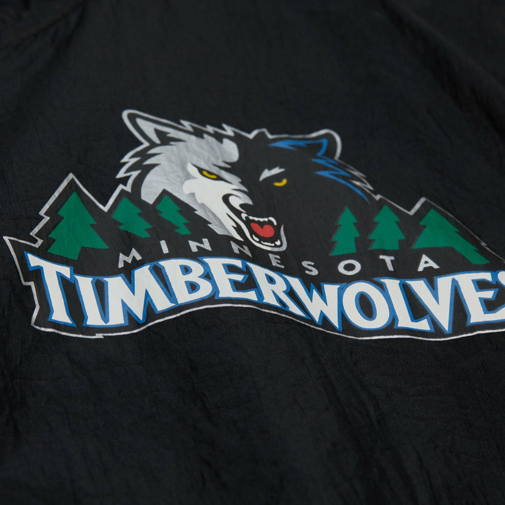 Mitchell & Ness Minnesota Timberwolves Playmaker Full-Zip Hooded Windbreaker Jacket Black