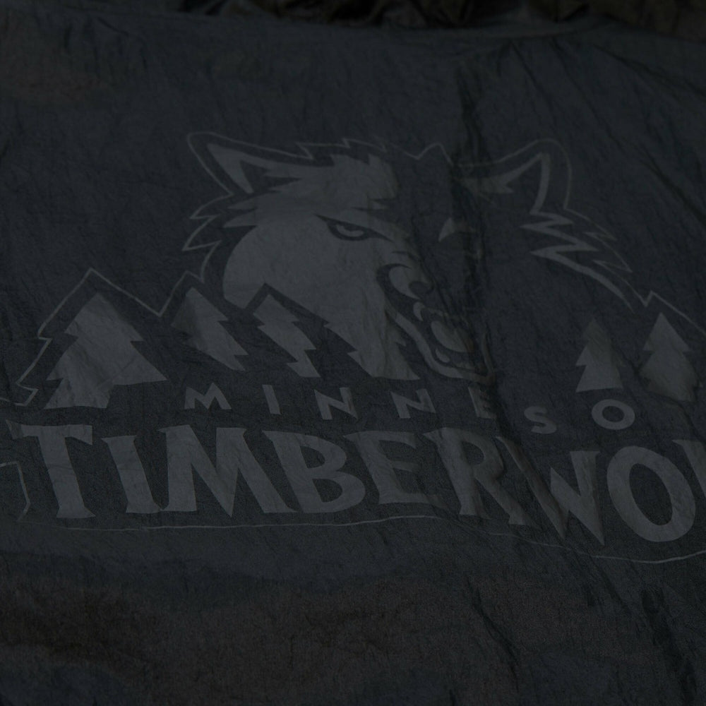 Mitchell & Ness Minnesota Timberwolves Playmaker Full-Zip Hooded Windbreaker Jacket Black