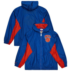 Mitchell & Ness New York Knicks Playmaker Full-Zip Hooded Windbreaker Jacket Blue
