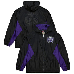 Mitchell & Ness Sacramento Kings Playmaker Full-Zip Hooded Windbreaker Jacket Black