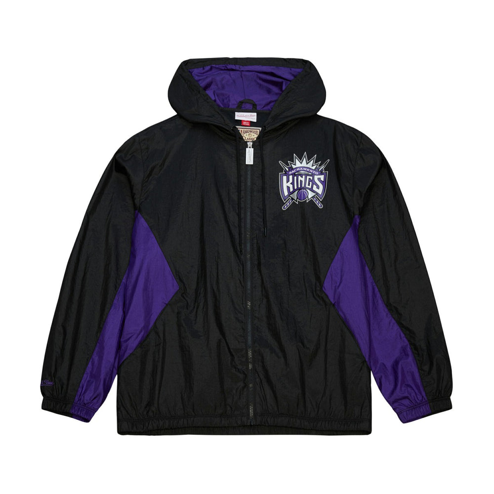 Mitchell & Ness Sacramento Kings Playmaker Full-Zip Hooded Windbreaker Jacket Black