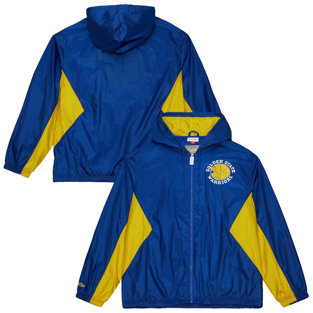 Mitchell & Ness Golden State Warriors Playmaker Full-Zip Hooded Windbreaker Jacket Royal