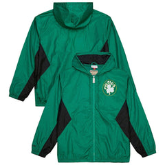 Mitchell & Ness Boston Celtics Playmaker Full-Zip Hooded Windbreaker Jacket Kelly Green