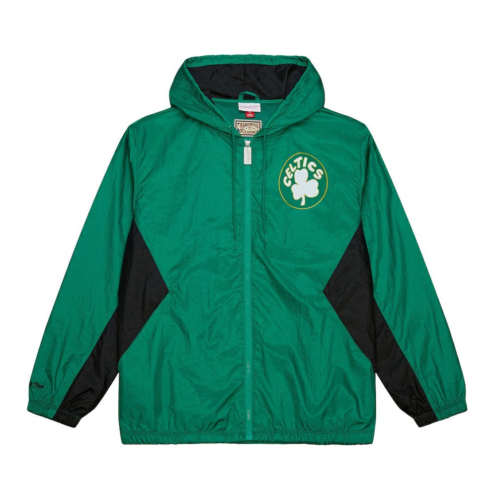 Mitchell & Ness Boston Celtics Playmaker Full-Zip Hooded Windbreaker Jacket Kelly Green