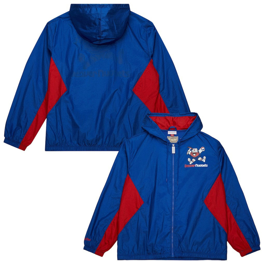 Mitchell & Ness Denver Nuggets Playmaker Full-Zip Hooded Windbreaker Jacket Blue