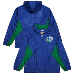 Mitchell & Ness Dallas Mavericks Playmaker Full-Zip Hooded Windbreaker Jacket Blue
