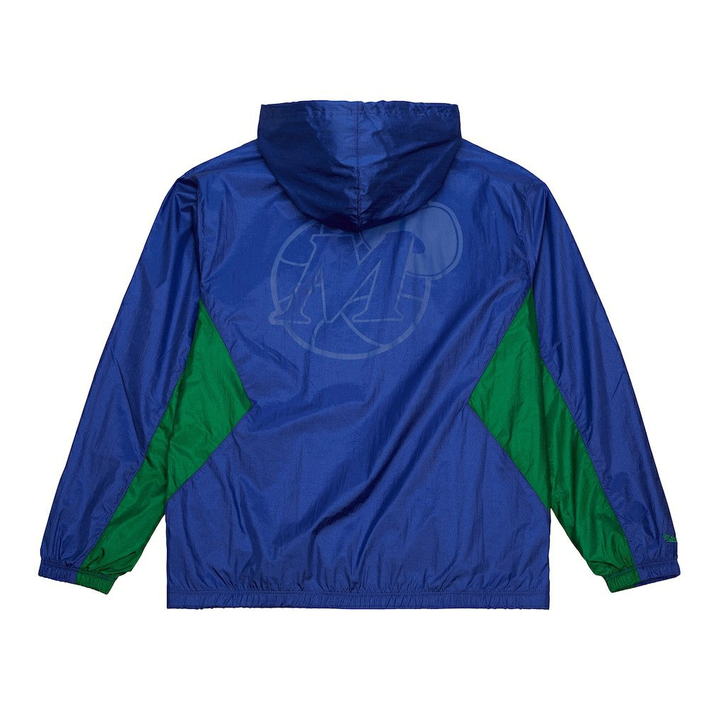 Mitchell & Ness Dallas Mavericks Playmaker Full-Zip Hooded Windbreaker Jacket Blue