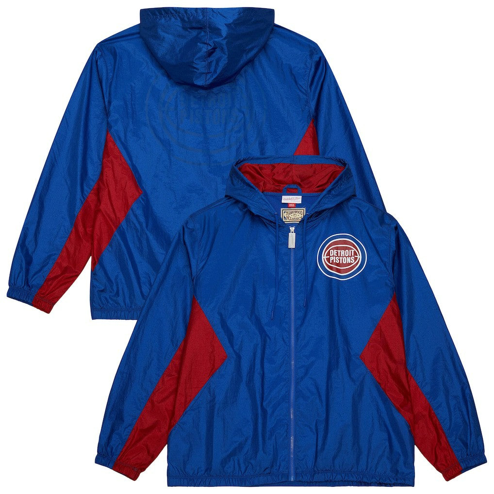 Mitchell & Ness Detroit Pistons Playmaker Full-Zip Hooded Windbreaker Jacket Blue
