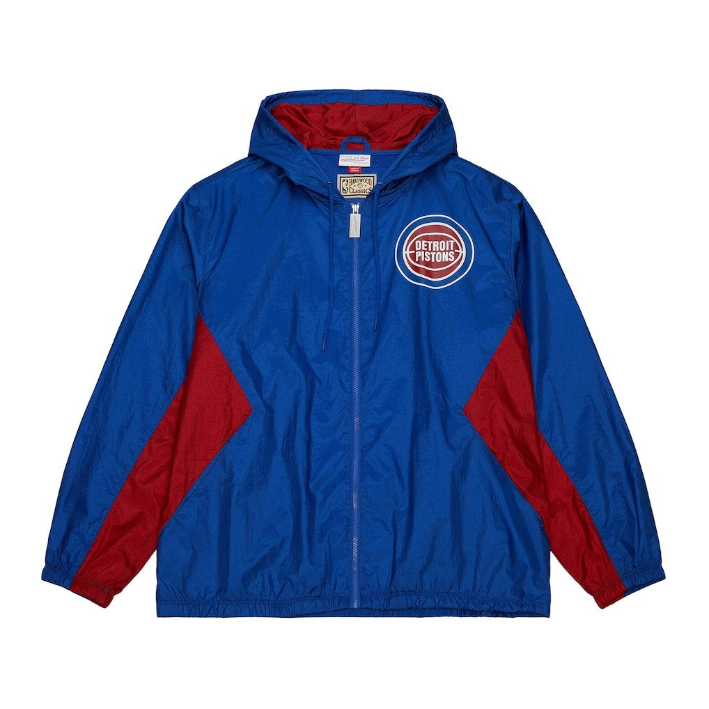 Mitchell & Ness Detroit Pistons Playmaker Full-Zip Hooded Windbreaker Jacket Blue
