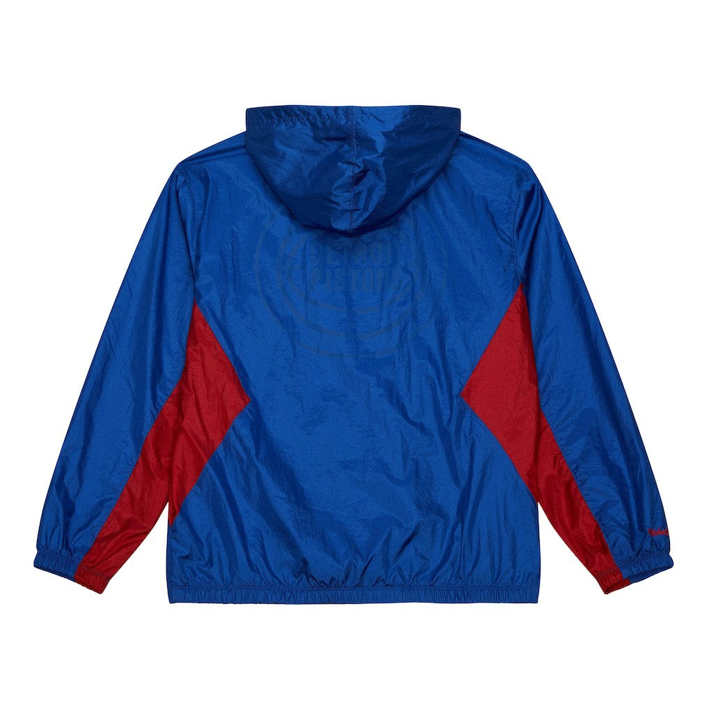 Mitchell & Ness Detroit Pistons Playmaker Full-Zip Hooded Windbreaker Jacket Blue