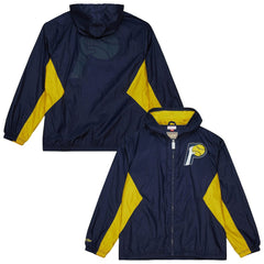 Mitchell & Ness Indiana Pacers Playmaker Full-Zip Hooded Windbreaker Jacket Navy