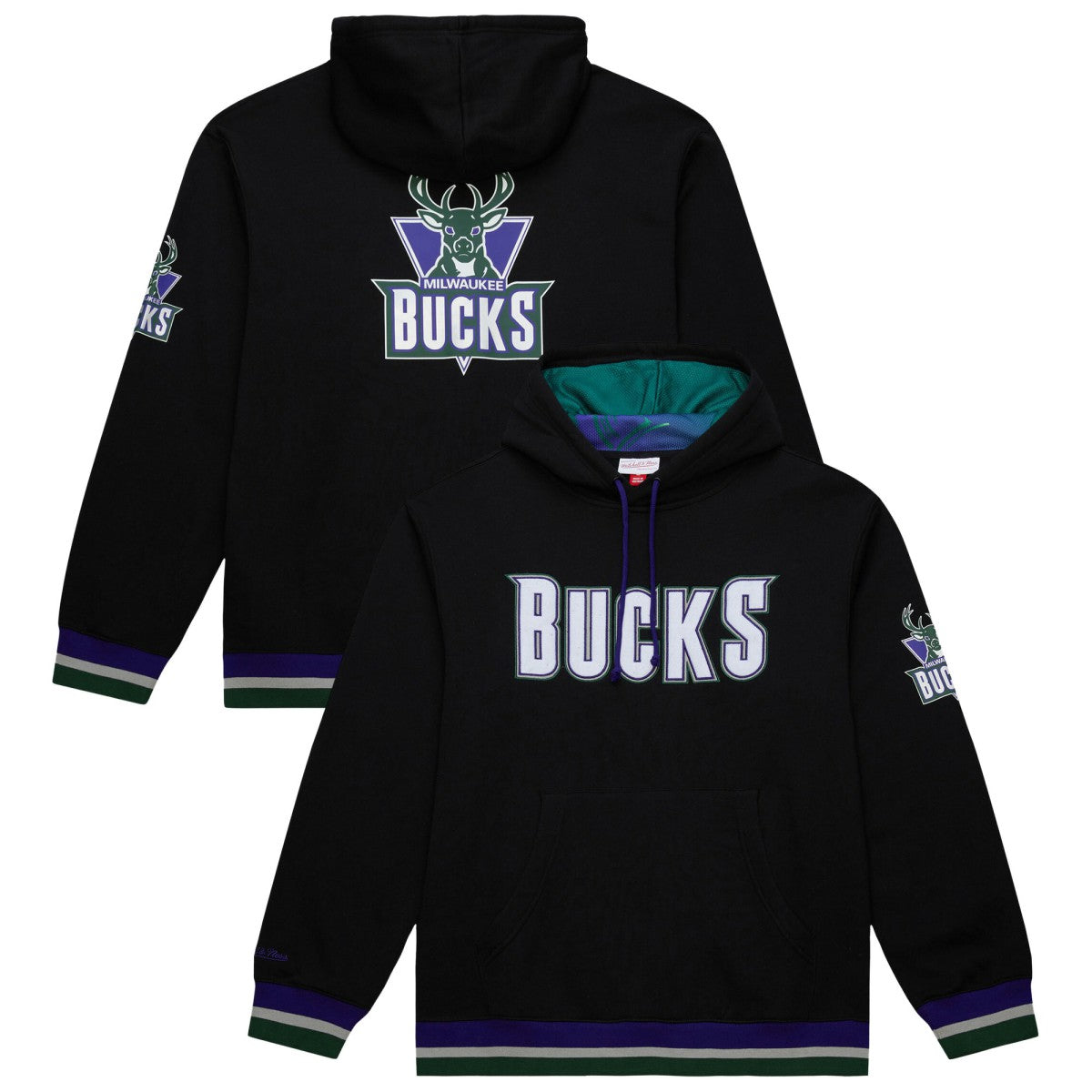Mitchell & Ness Milwaukee Bucks Unisex Vintage Heavyweight Hoodie Black