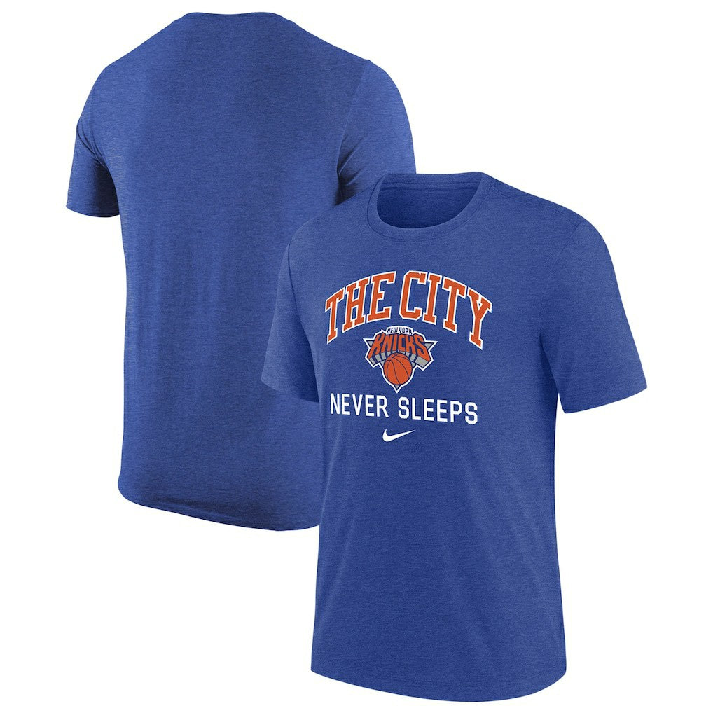 Nike New York Knicks Tri-Blend T-Shirt Heather Royal