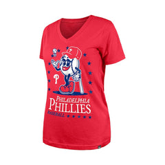 Philadelphia Phillies New Era Women's Little Miss 2 V-Neck T-Shirt Outlet