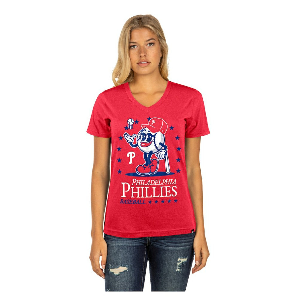 Philadelphia Phillies New Era Women's Little Miss 2 V-Neck T-Shirt Outlet