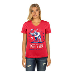 Philadelphia Phillies New Era Women's Little Miss 2 V-Neck T-Shirt Outlet