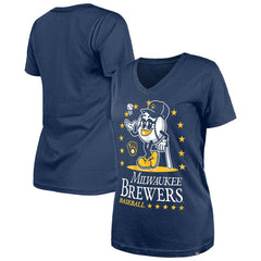 Milwaukee Brewers New Era Women's Little Miss 2 V-Neck T-Shirt for sale