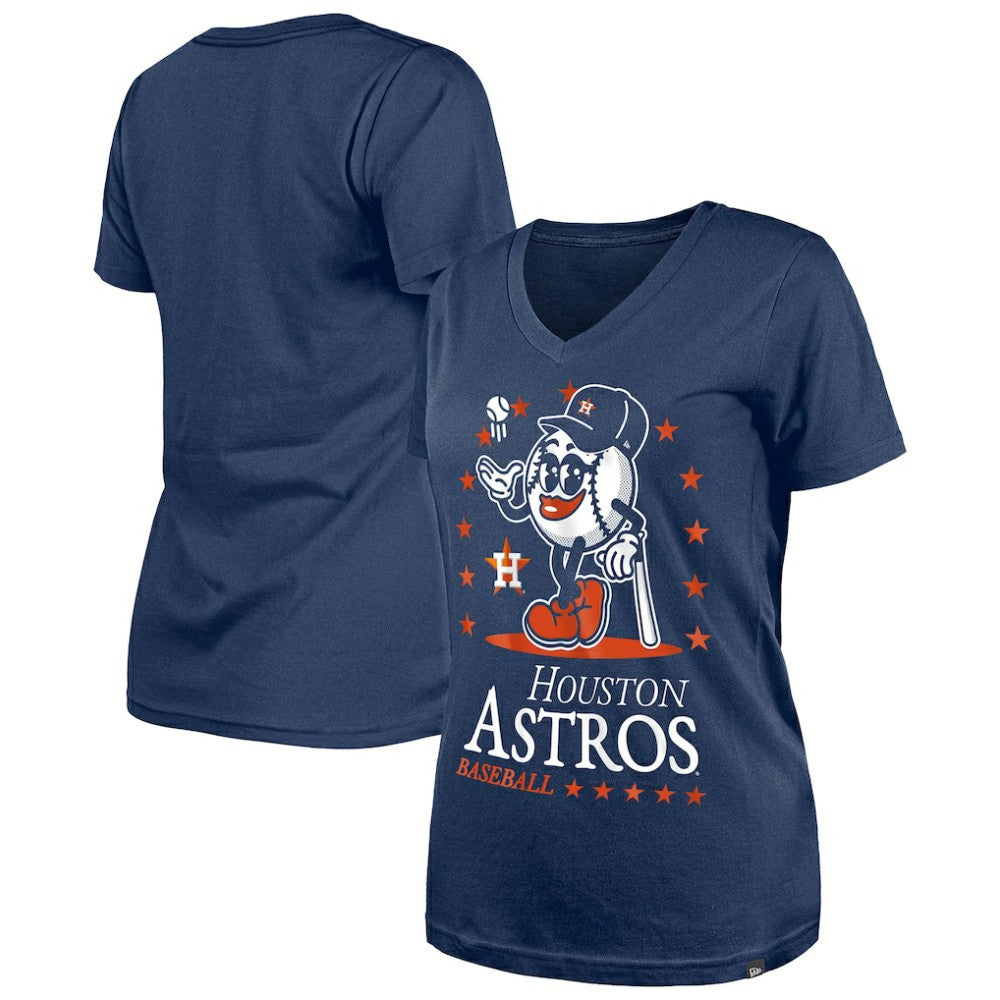 Houston Astros New Era Women's Little Miss 2 V-Neck T-Shirt Outlet