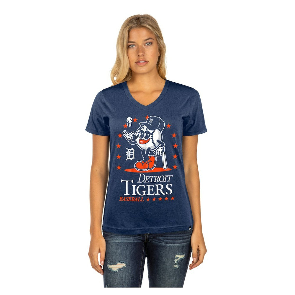 Detroit Tigers New Era Women's Little Miss 2 V-Neck T-Shirt Sale