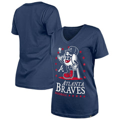 Atlanta Braves New Era Women's Little Miss 2 V-Neck T-Shirt Outlet