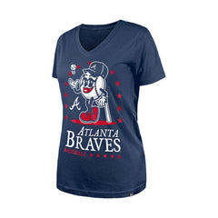 Atlanta Braves New Era Women's Little Miss 2 V-Neck T-Shirt Outlet