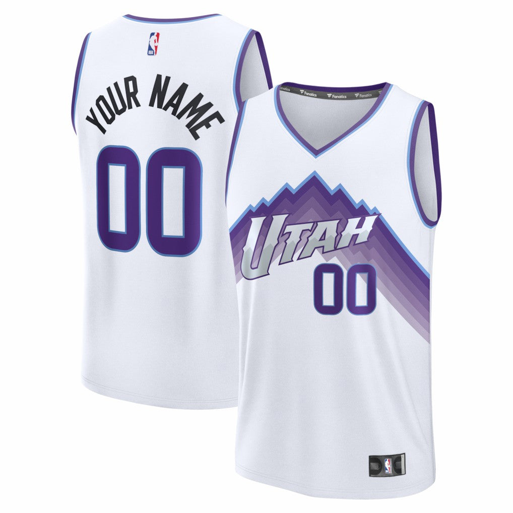 Fanatics Utah Jazz Fast Break Replica Custom Jersey White Association Edition