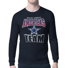 Dallas Cowboys Starter Comic Style Slogan Long Sleeve T-Shirt - Navy - NFL