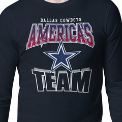 Dallas Cowboys Starter Comic Style Slogan Long Sleeve T-Shirt - Navy - NFL