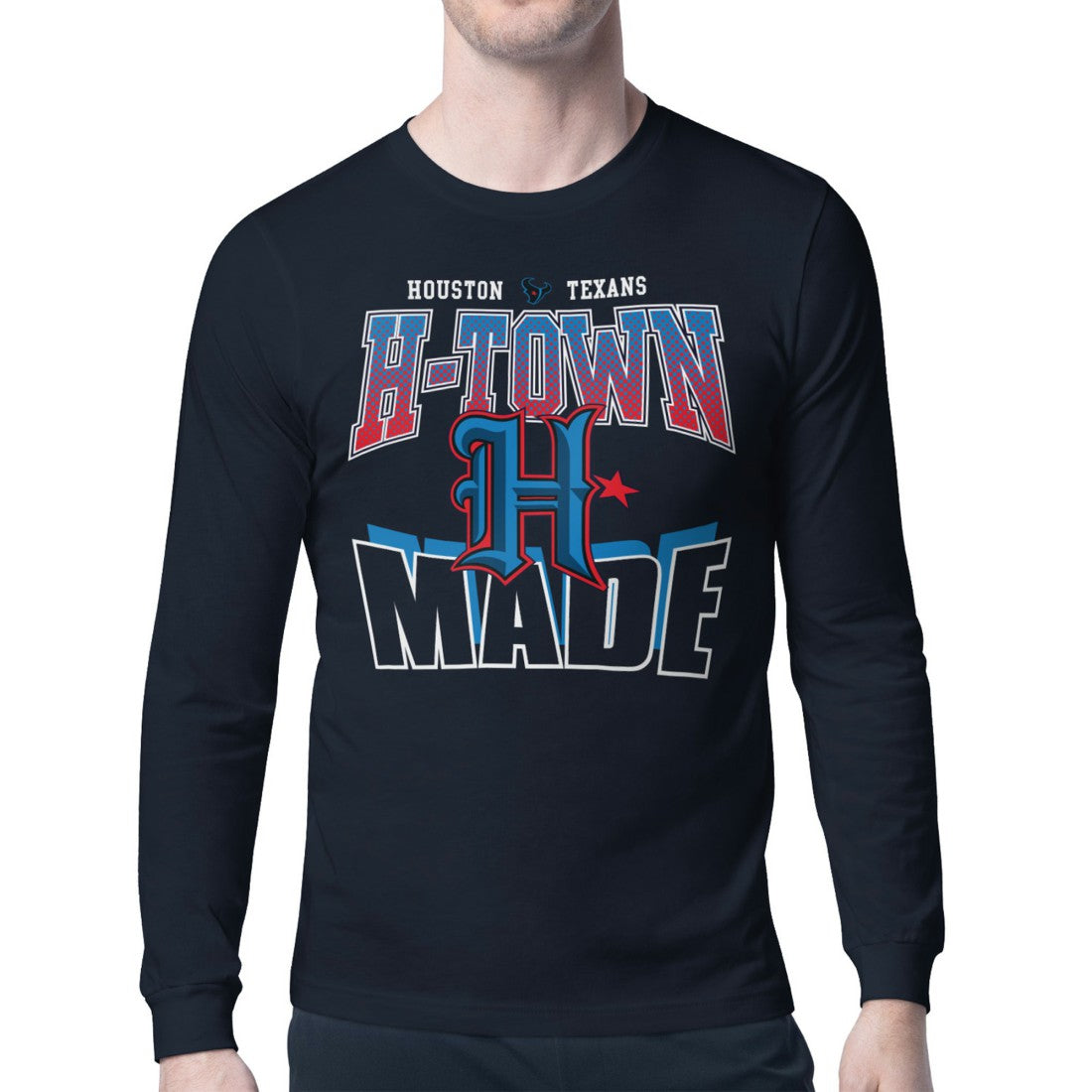 Houston Texans Starter Comic Style Slogan Long Sleeve T-Shirt - Navy - NFL