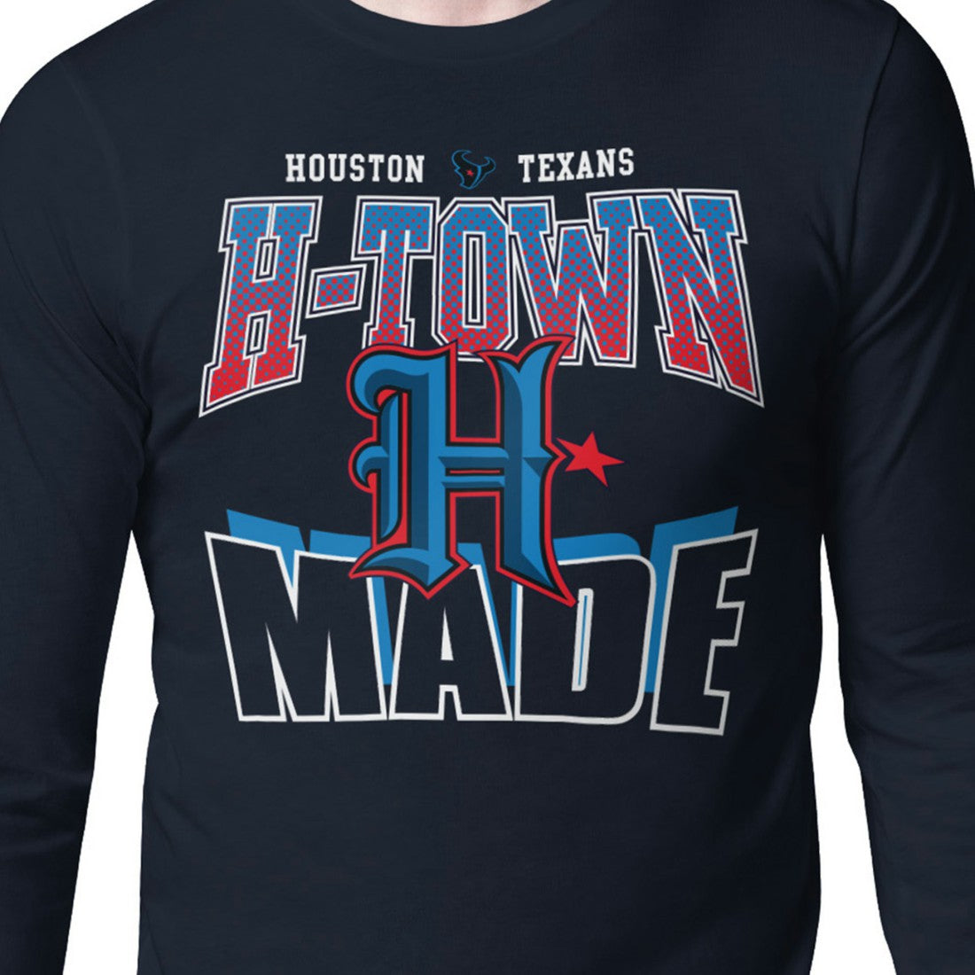 Houston Texans Starter Comic Style Slogan Long Sleeve T-Shirt - Navy - NFL