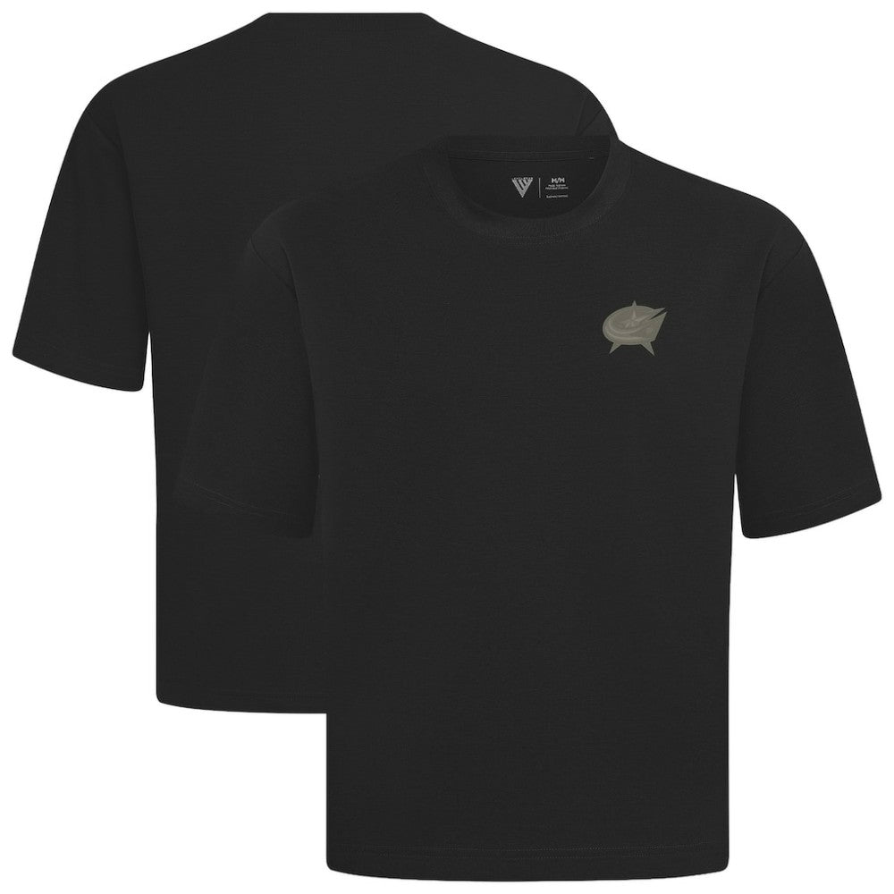 Columbus Blue Jackets Levelwear Copper Oversized Luxe Signature Knit T-Shirt - Black | NHL Clearance