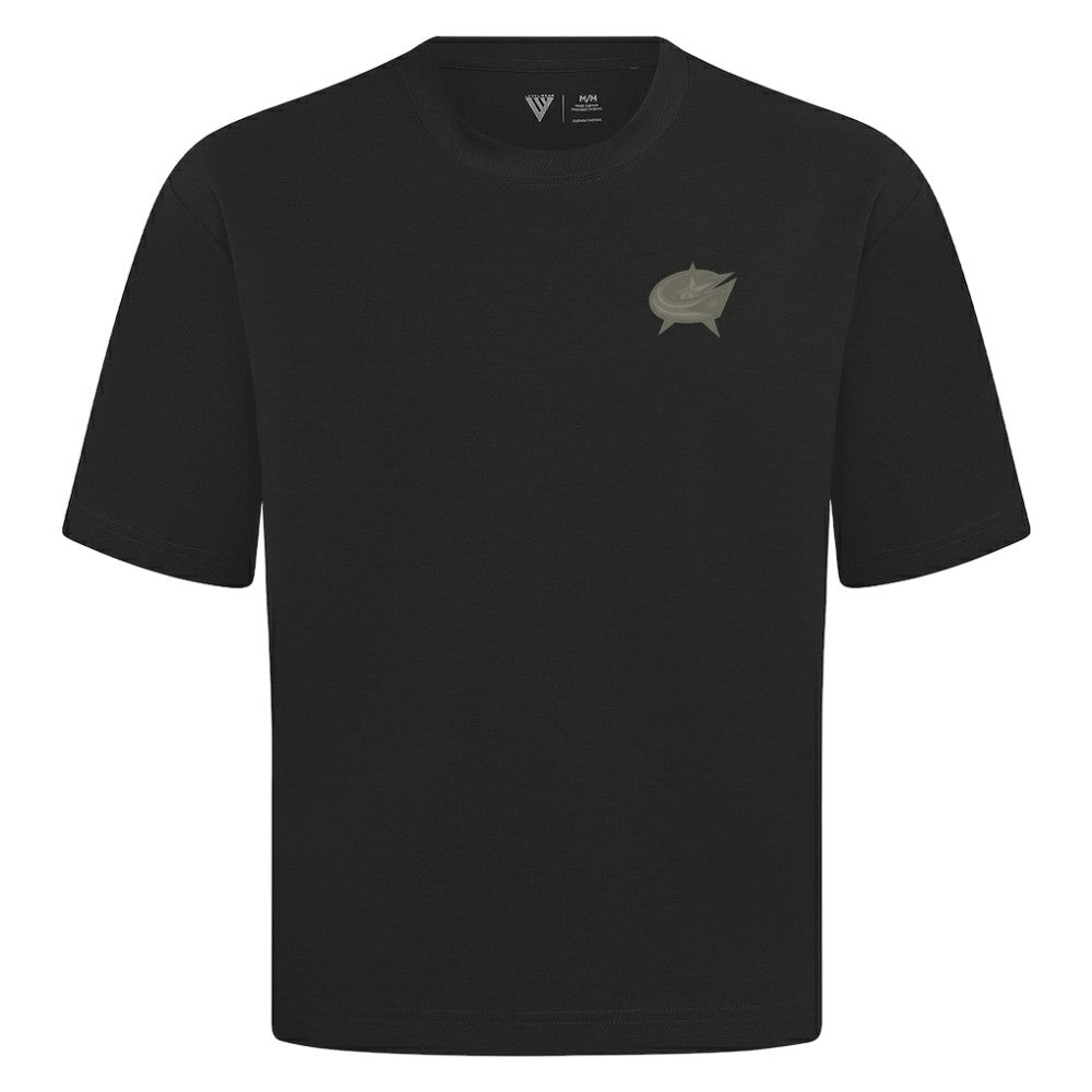 Columbus Blue Jackets Levelwear Copper Oversized Luxe Signature Knit T-Shirt - Black | NHL Clearance