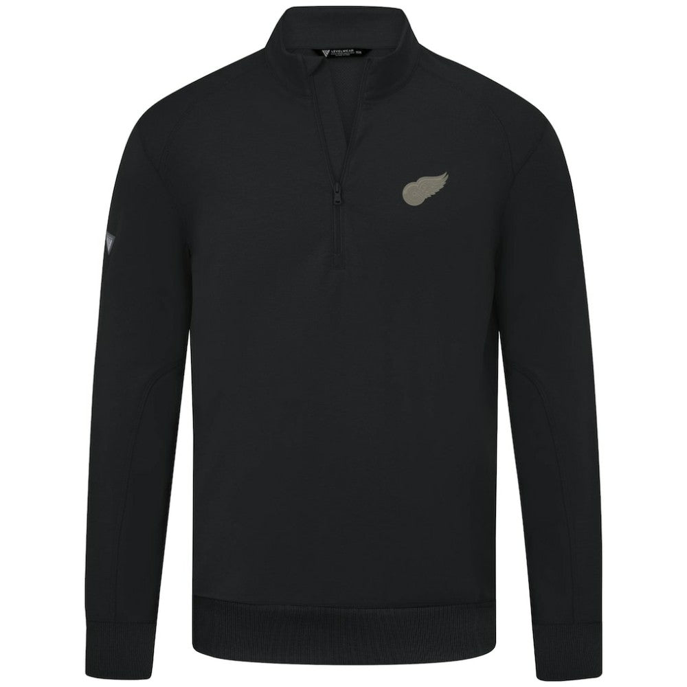 Detroit Red Wings Levelwear Copper Upright Quarter-Zip Pullover - Black | NHL Clearance