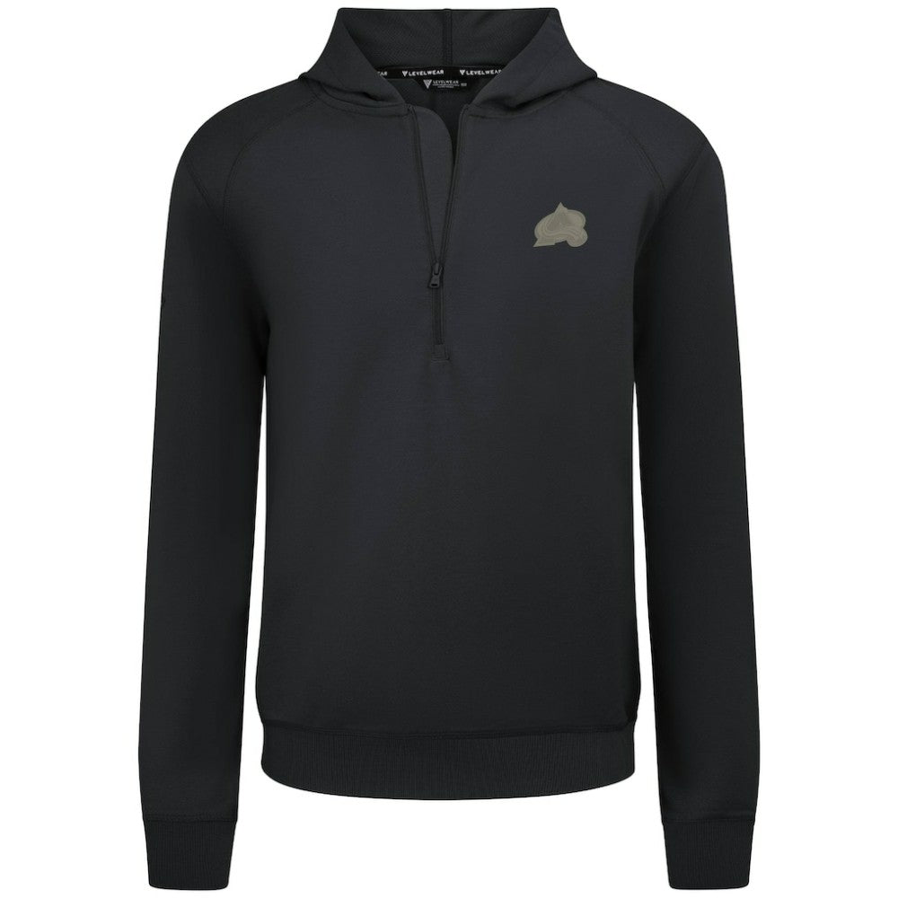 Colorado Avalanche Levelwear Technic Quarter-Zip Pullover Hoodie - Black | NHL Clearance