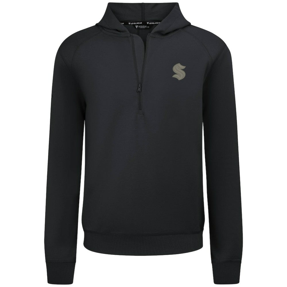 Seattle Kraken Levelwear Technic Quarter-Zip Pullover Hoodie - Black | NHL Clearance