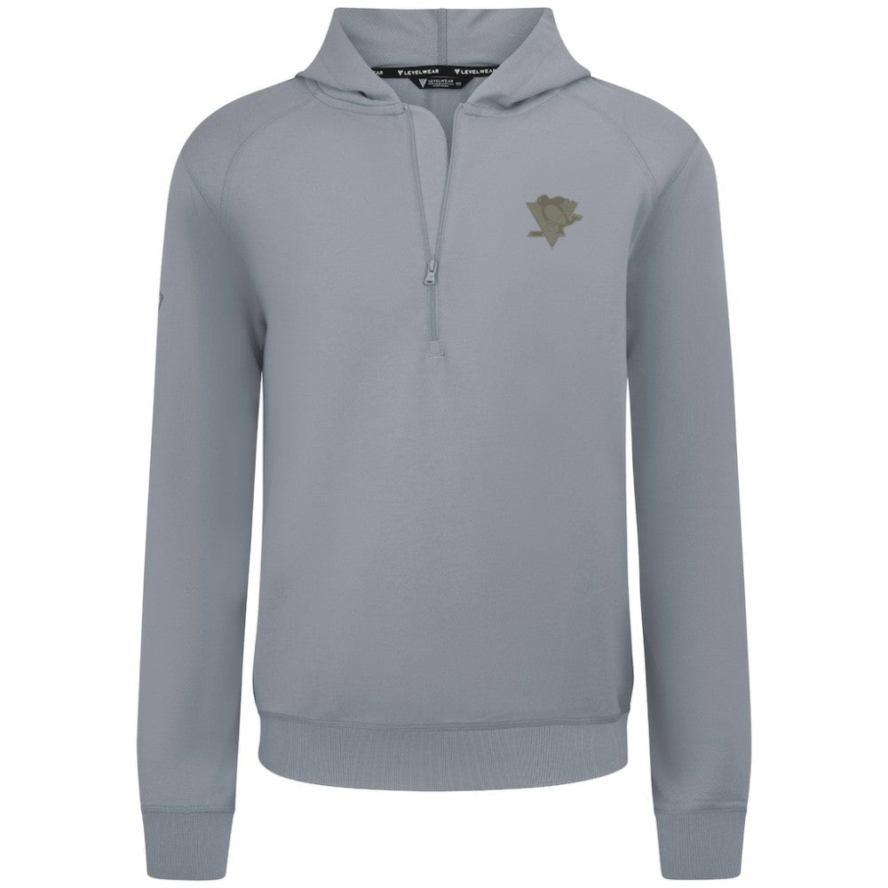 Pittsburgh Penguins Levelwear Technic Quarter-Zip Pullover Hoodie - Gray | NHL Clearance