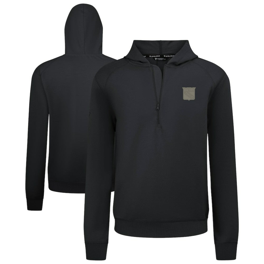 New York Rangers Levelwear Technic Quarter-Zip Pullover Hoodie - Black | NHL Lifestyle