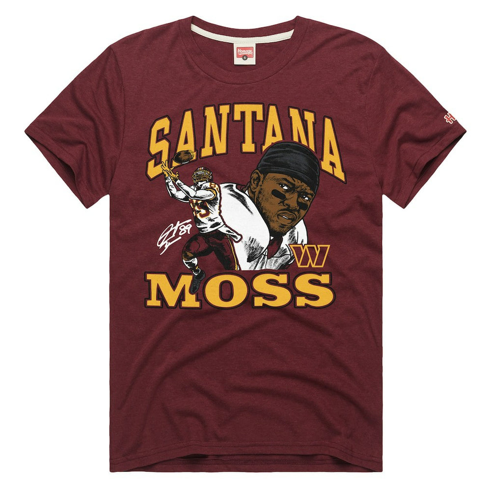 Santana Moss Washington Commanders Homage Unisex Retired Player Classic Caricature T-Shirt - Burgundy - NFL