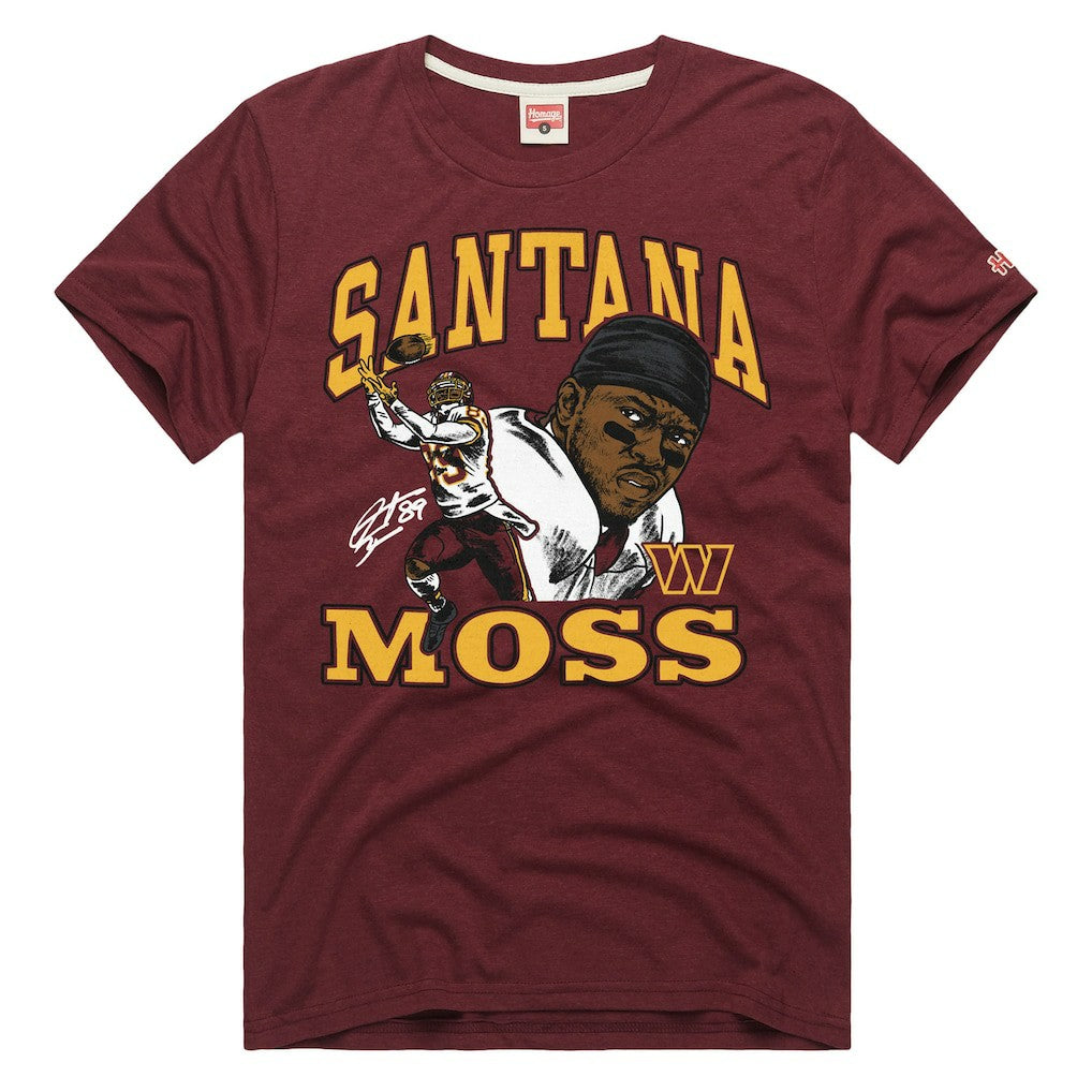 Santana Moss Washington Commanders Homage Unisex Retired Player Classic Caricature T-Shirt - Burgundy - NFL