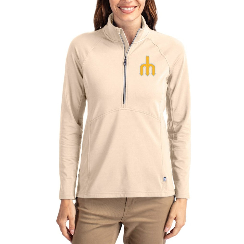 Seattle Mariners Cutter & Buck Women's Cooperstown Collection Adapt Eco Knit Stretch Half-Zip Pullover Discount