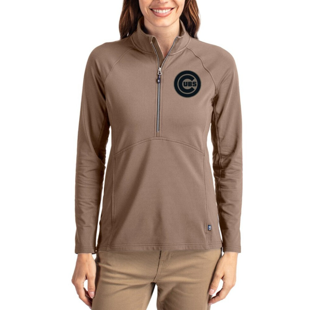 Chicago Cubs Cutter & Buck Women's Adapt Eco Knit Stretch Half-Zip Pullover for sale