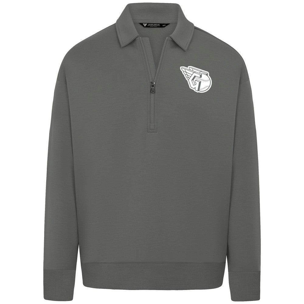 Cleveland Guardians Levelwear Women's Canmore Chenille Logo Quarter-Zip Top Outlet